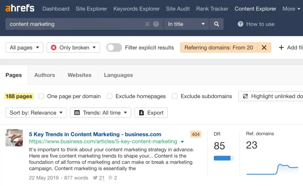 Find Broken Links within a Specific Topic