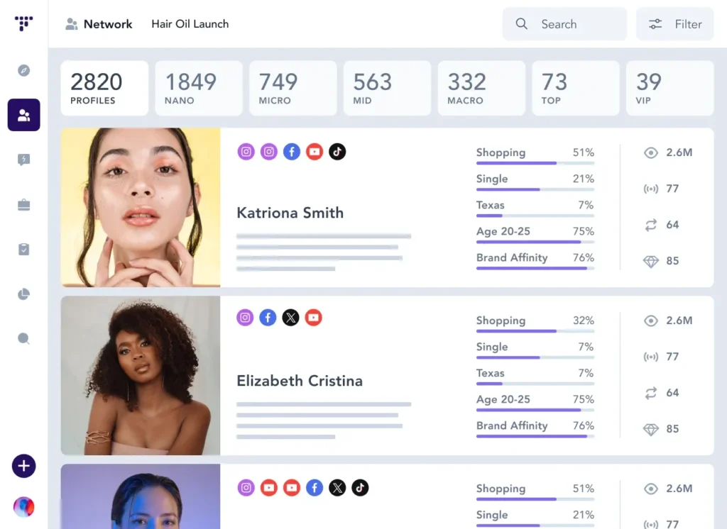 Traackr discovery feature