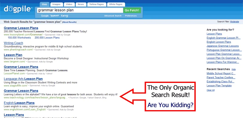 Lack of Organic Search Results