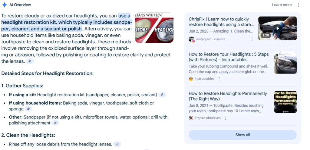 AI Overview (With 'Learn More')