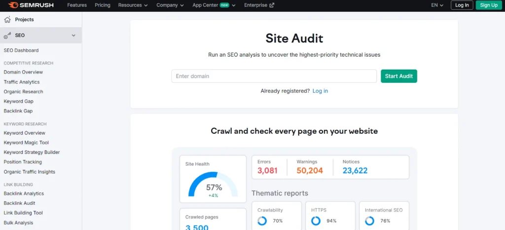 SEMrush Site Audit