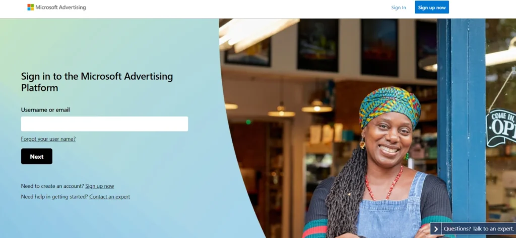 Sign in to the Microsoft Advertisign
Platform