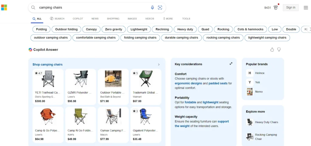 Google’s extensive Shopping features