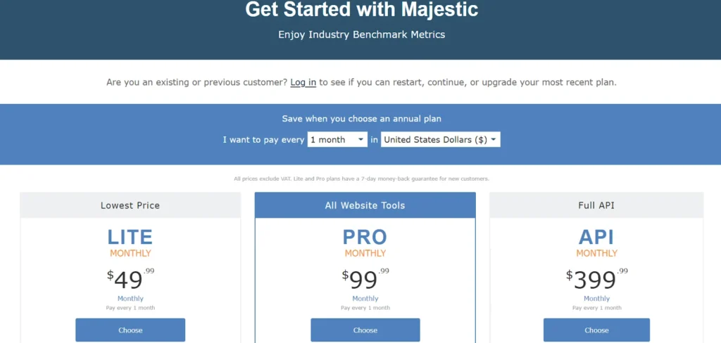 Majestic Pricing